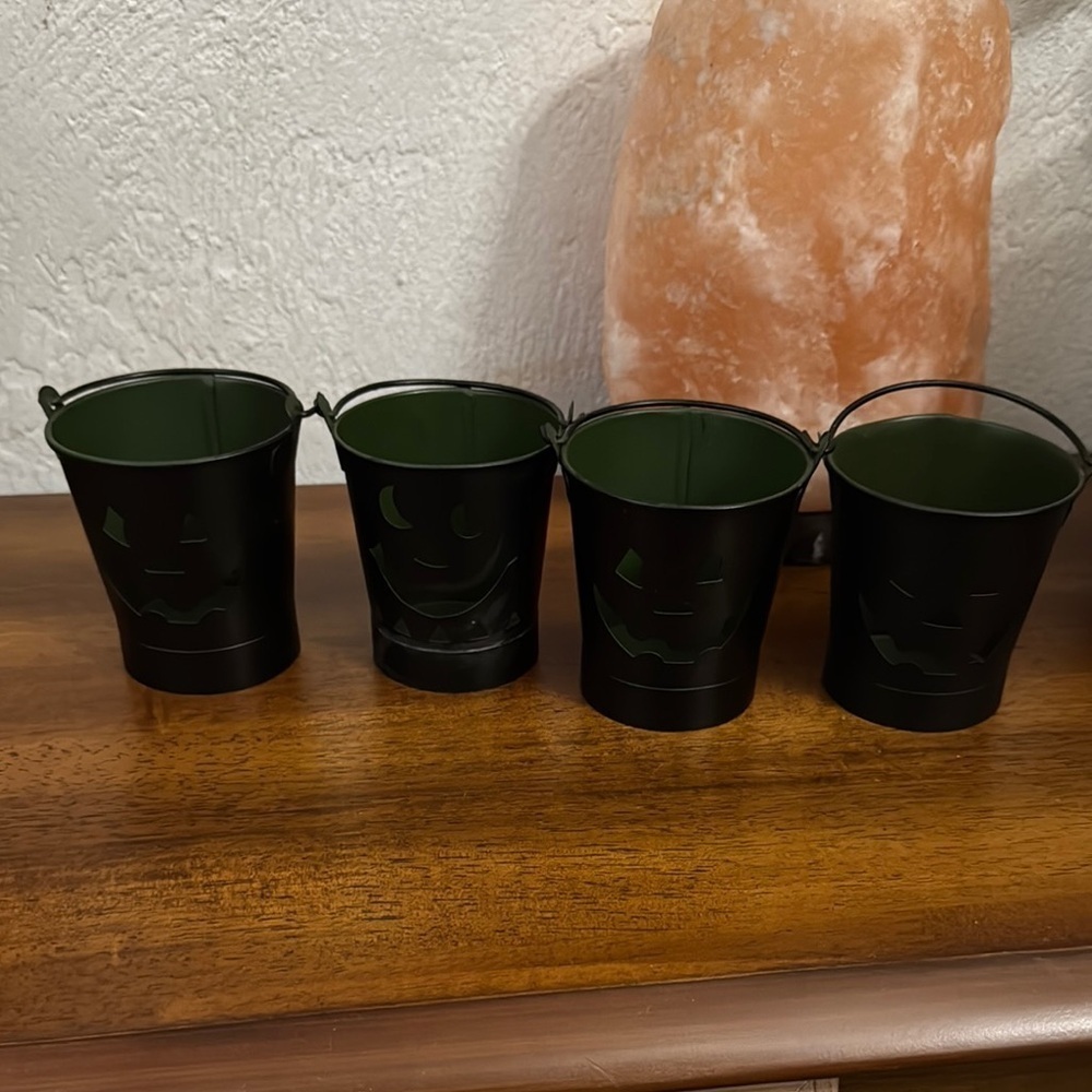 Set of 4 Black Halloween Candle Buckets